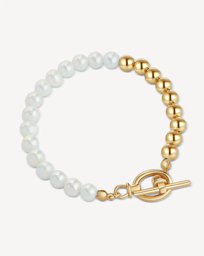 oluv jewelry pearl and gold bracelet