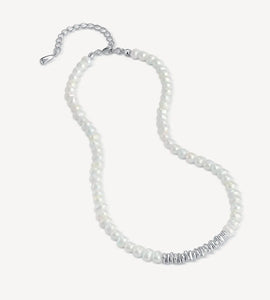 Broken Silver Pearl Collar Chain