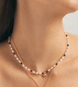 Black Agate Pearl Collar Chain