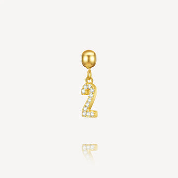 number 2 charm, necklace charm, number charms