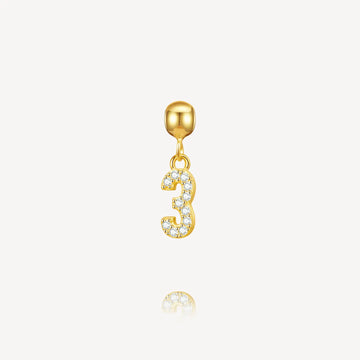 number 3 charm, necklace charm, number charms