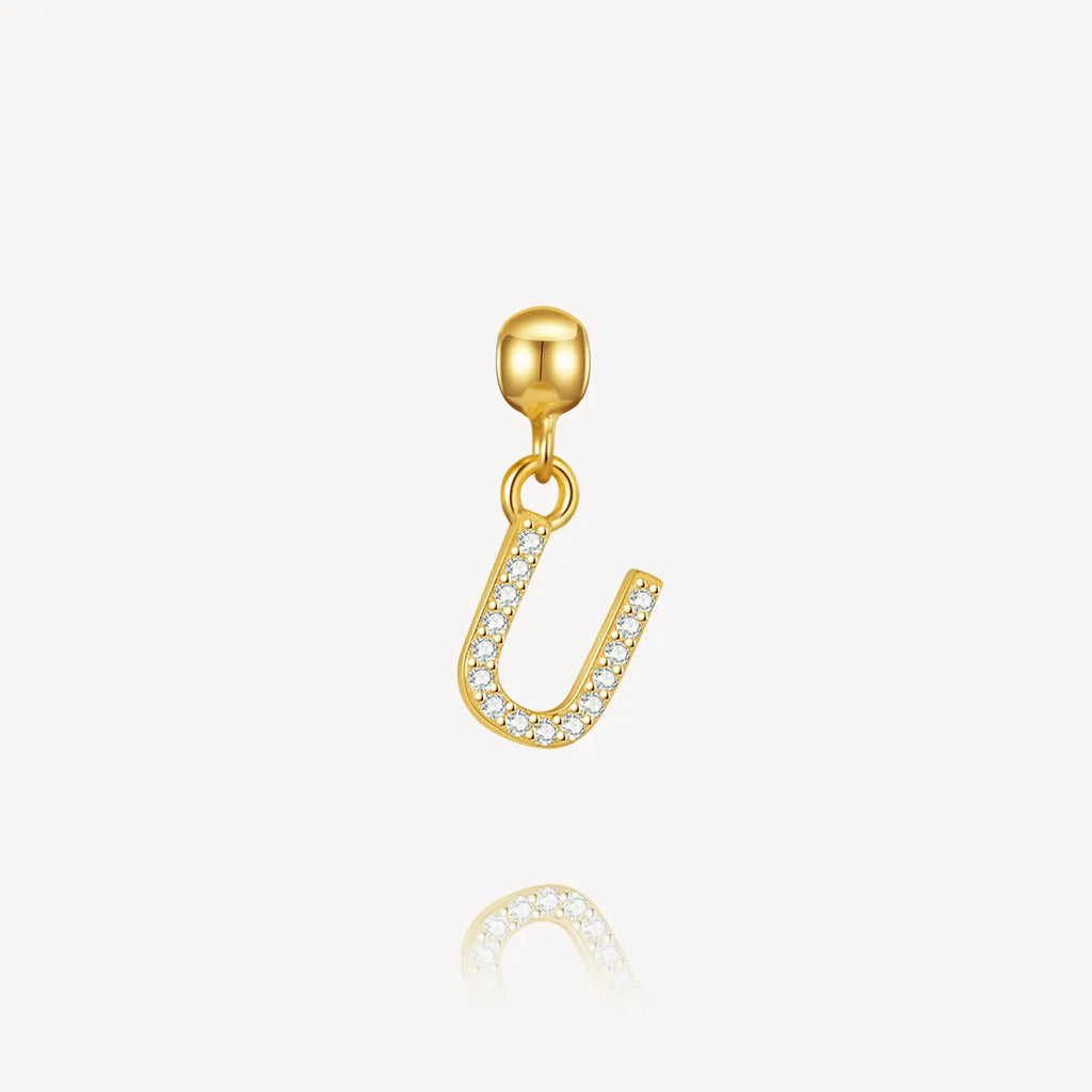 necklace charm, letter charm, initial charm, U