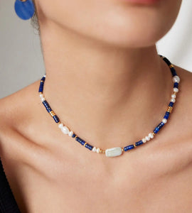 Lapis Lazuli Baroque Pearl Necklace