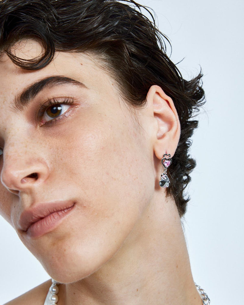 silver luxury earrings, silver designer earrings, silver high-end earrings