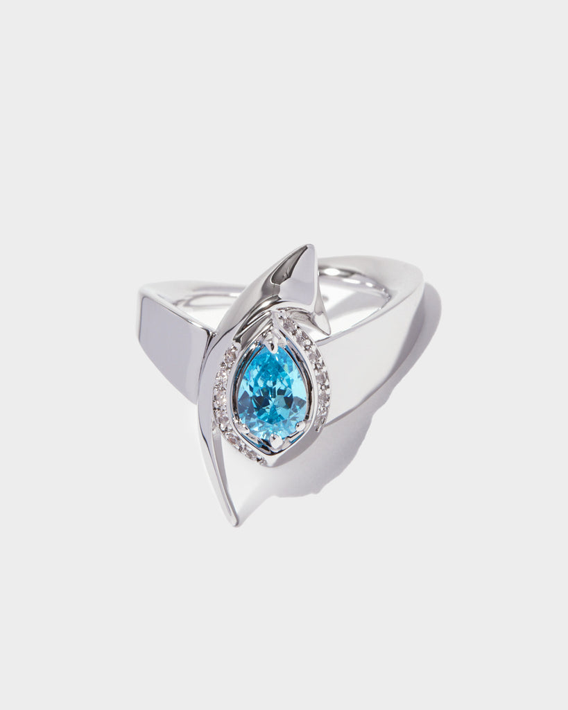 white gold fabric ring, white gold textile ring, white gold fiber ring