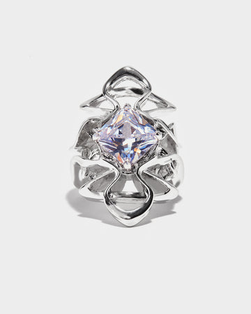 white gold horseshoe ring, white gold anchor ring, white gold compass ring