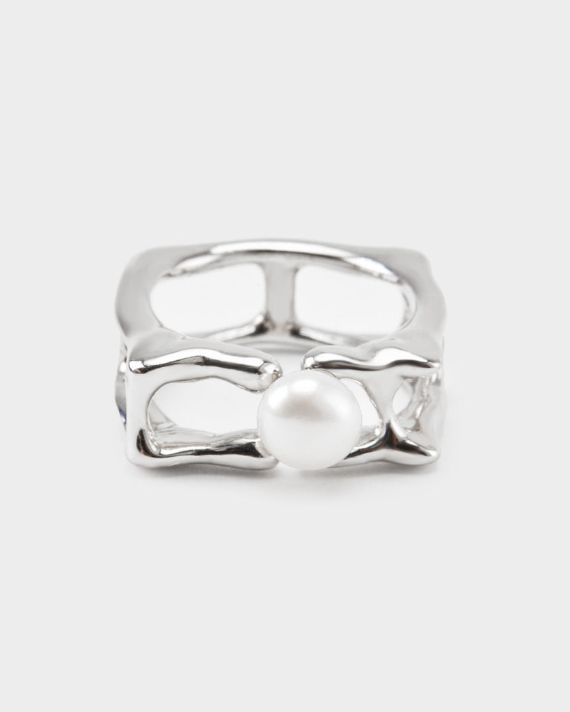 white gold nautical ring, white gold sea ring, white gold pirate ring
